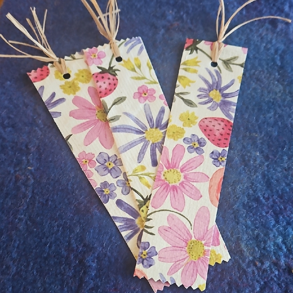 Floral Bookmark Set.  Handmade Qty 3